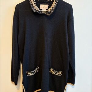 Jaclyn Smith Black Sweater with Gold Embellishments